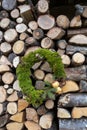 Country style christmas wreath made of moss Royalty Free Stock Photo