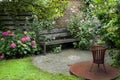 Country-style garden with bench