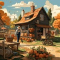 Country style illustration - made with Generative AI tools Royalty Free Stock Photo