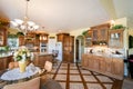 Country-style Tuscan kitchen with wooden furnitur Royalty Free Stock Photo