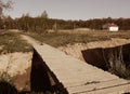 Country summer landscape with wooden breach