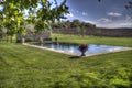 Country swimming pool in the field