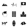 Country Switzerland icons set, simple style