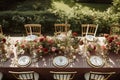 Country tablescape, formal dinner table setting, table scape with strawberry decoration for wedding party and holiday event