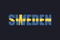 Sweden name text lettering with flag illustration