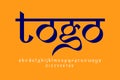 country Togo text design. Indian style Latin font design, Devanagari inspired alphabet, letters and numbers, illustration