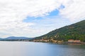 Country town on Lake Como shore in Northern Italy. Royalty Free Stock Photo