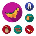 Country United Arab Emirates flat icons in set collection for design. Tourism and attraction vector symbol stock web Royalty Free Stock Photo