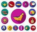 Country United Arab Emirates flat icons in set collection for design. Tourism and attraction vector symbol stock web Royalty Free Stock Photo