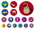 Country United Arab Emirates flat icons in set collection for design. Tourism and attraction vector symbol stock web Royalty Free Stock Photo