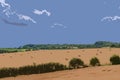 Hay Bales in Rural Norfolk Digital Art Royalty Free Stock Photo