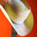 Country Western Hat On Orange