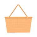 Country wicker picnic basket for Easter brunch, spring or summer outing. Woven willow basket in vintage style isolated