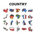 country world map global travel icons set vector Royalty Free Stock Photo