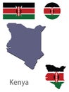 CountryKenya silhouette and flag vector