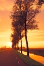 Countryroad in Netherlands by twilight