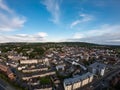 Countryside, aerial view on houses near coast of Irish sea in Belfast Northern Ireland. Cloudy sky above seaside Royalty Free Stock Photo