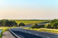 Countryside asphalt road with marking and guard rails Royalty Free Stock Photo