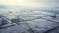Translucent Winter Landscape: Aerial View Of Rural China Field