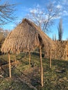 Countryside bungalow with reed roof. Royalty Free Stock Photo