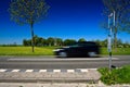 Countryside bus station with farmer and cows Royalty Free Stock Photo