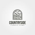 Countryside cabin logo vector symbol illustration design, line art cottage logo design