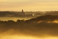 Countryside Church In Misty Summer Morning