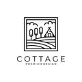 countryside cottage logo vector symbol illustration design, line art cottage logo design