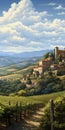 Realistic Landscape Painting Of Italian Vineyard In The Style Of Dalhart Windberg