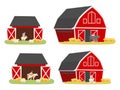 Countryside elements set - red farm barn isolated illustration