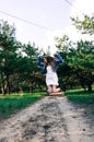 Countryside girl have fun. Portrait. Full shot Royalty Free Stock Photo