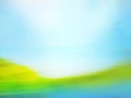 Countryside hills on blue sky in spring defocused blurry effect backdrop Royalty Free Stock Photo