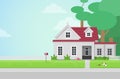 Countryside house on lawn in building vector concept