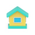 Countryside house window and triangle roof front view village residential apartment 3d icon vector