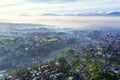 Countryside houses at misty morning in Bandung Royalty Free Stock Photo