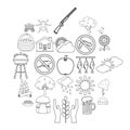 Countryside icons set, outline style