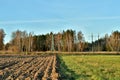 Countryside landscape of arable land with selective focus Royalty Free Stock Photo