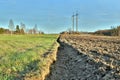 Countryside landscape of arable land with selective focus Royalty Free Stock Photo