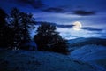 Countryside landscape of carpathians at night Royalty Free Stock Photo