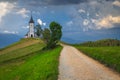 Fantastic rural scenery with Saint Primoz church, near Jamnik, Slovenia Royalty Free Stock Photo