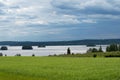 Countryside landscape with lake in Finland
