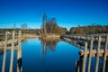 Lithuanian early spring nature. Trees reflection in water Royalty Free Stock Photo