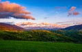 Countryside landscape in mountains at sunset Royalty Free Stock Photo