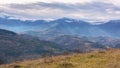 countryside landscape with rural fields on the hills Royalty Free Stock Photo