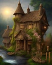 Countryside magic house and river