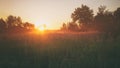 Countryside meadow in beautiful sunset Royalty Free Stock Photo