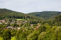 Countryside mountain landscape with houses in village Royalty Free Stock Photo