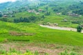 Countryside mountain landscape with rice terraces and villages Royalty Free Stock Photo