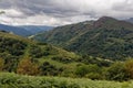 Landscape of Pays Basque, French countryside in the Pyrenees mountains.