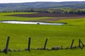 Countryside Pond Fence Field Cultivation